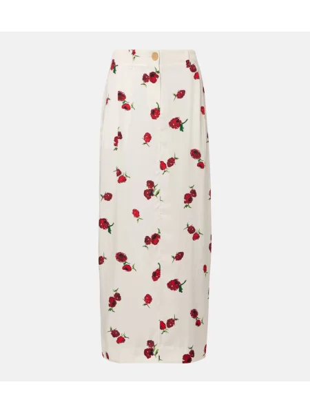 Maksi spódnica maxi Khaite z nadrukiem z twillu biała