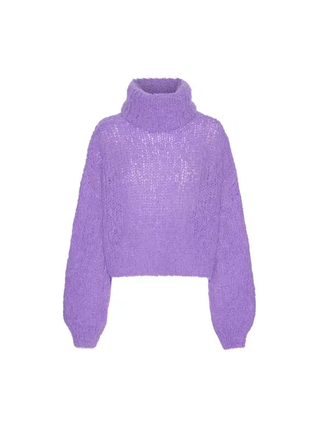 Sweter z golfem Americandreams wełniany fioletowy