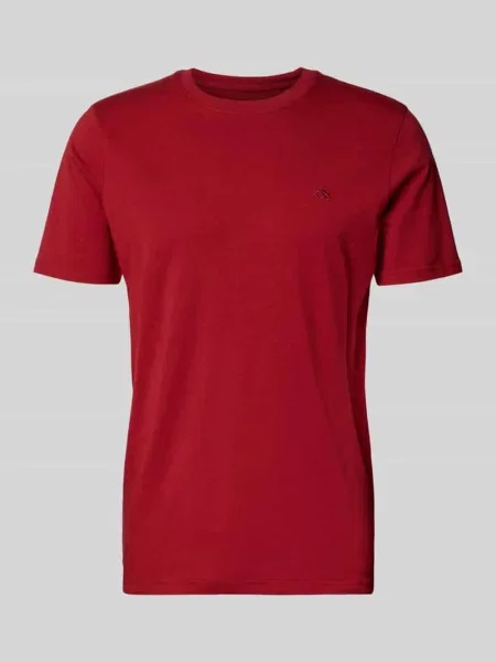 T-shirt w kroju regular fit z haftowanym logo Scotch & Soda czerwona