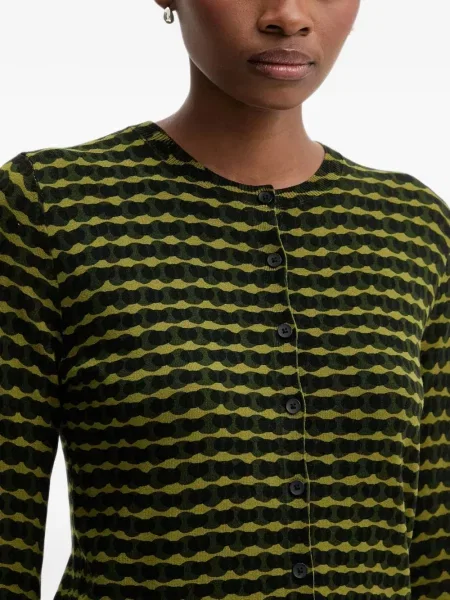 Cardigan Benetton cu imprimeu geometric verde