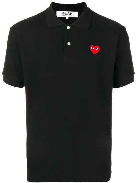 Polo Comme Des Garcons Play cu motiv cu inimi negru