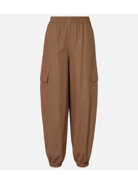Pantaloni Max Mara din țesătură twill maro