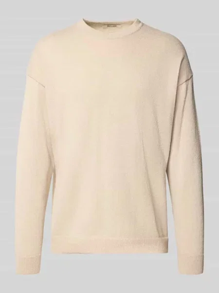 Sweter z dzianiny o kroju relaxed fit z dodatkiem bawełny model ‘JOB’ Only & Sons beżowy