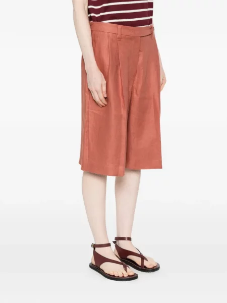 Pantaloni scurți Brunello Cucinelli plisate portocaliu