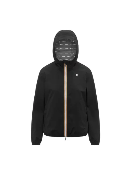 Kurtka K-way w grochy ze stretchu czarna