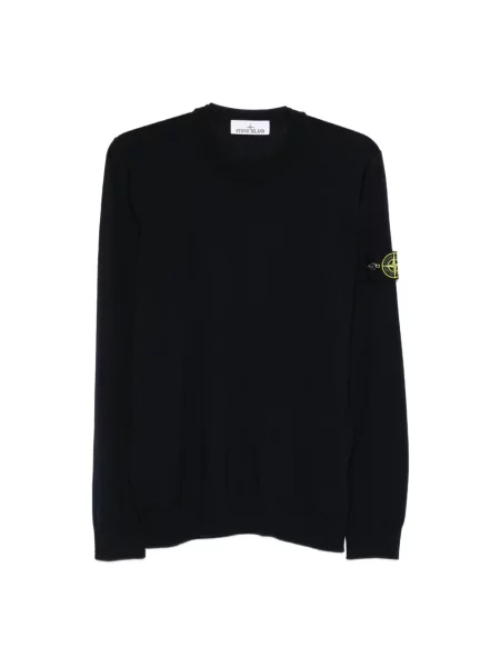 Lekki sweter Stone Island wełniany z kamieniami niebieski