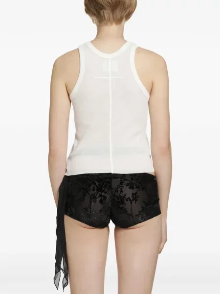 Top Daisy cu broderie tricotate alb