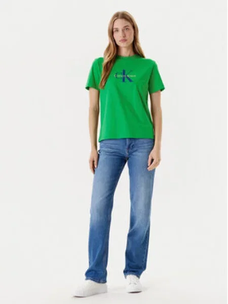 Klasické tričko Calvin Klein Jeans zelené