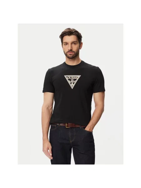 Guess Majica Slim Fit črna