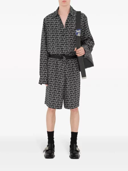 Iš natūralios odos didelis rankinė Burberry žalia