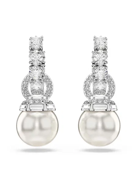 Swarovski Uhani srebrna / transparentna / biserno bela