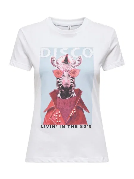 ONLY Tricou ONLVIBE albastru deschis / roșu burgundy / negru alb