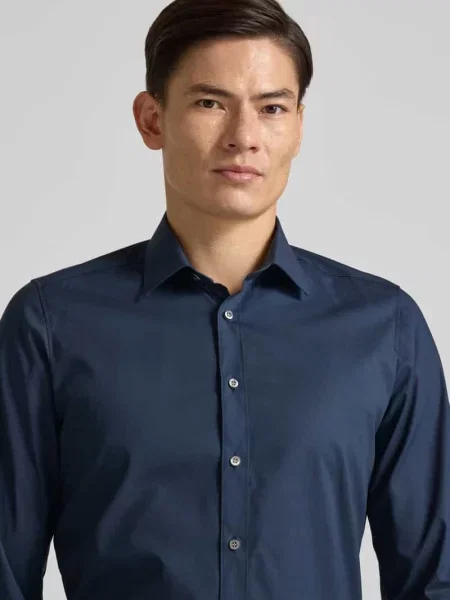 Body Koszula biznesowa o kroju slim fit z mieszanki bawełny Olymp Level Five granatowa