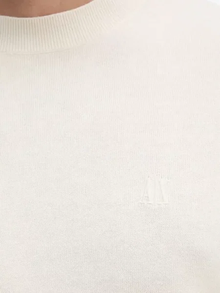 Pulover Armani Exchange cu decolteu rotund cu autograf alb