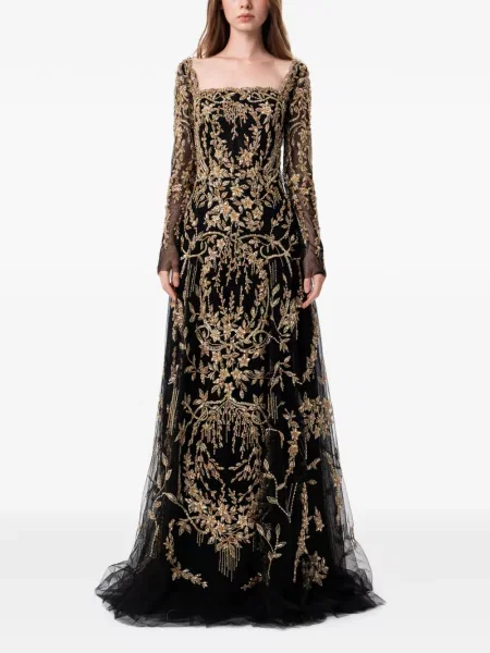 Rochie maxi Dina Melwani din tul negru