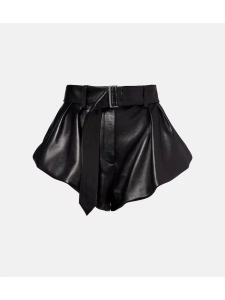 Pantaloni scurți Magda Butrym cu talie înaltă din piele negru