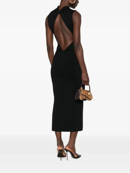 Rochie midi Cult Gaia cu spatele deschis negru