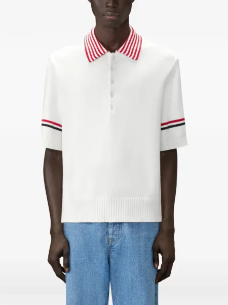 Tricou polo Thom Browne alb