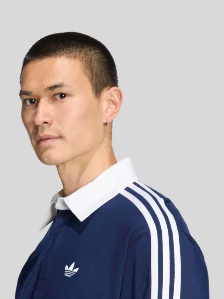 Koszulka rugby o kroju regular fit z czystej bawełny Adidas Originals granatowa