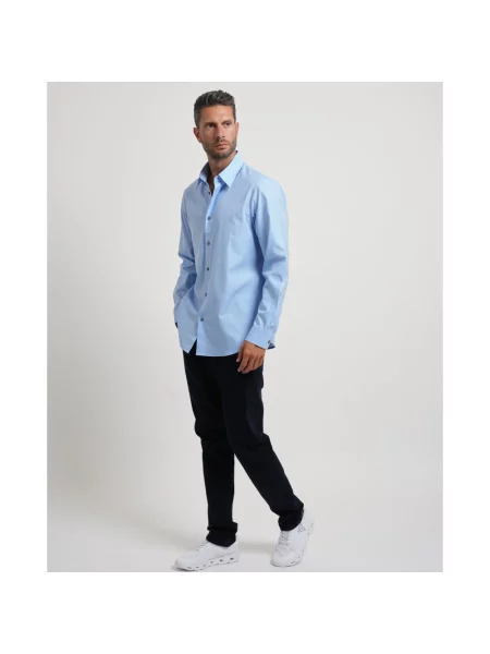 Koszula Armani Exchange w geometryczne wzory żakardowa niebieska