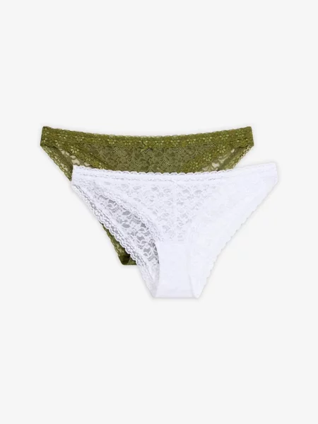 Figi mini z miękkiej koronki 2 pary zielone
