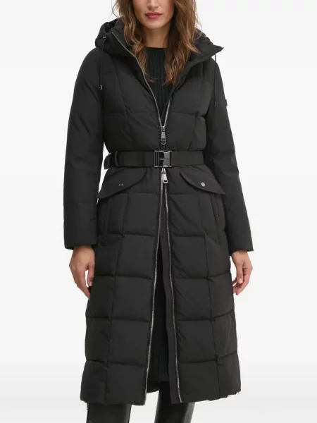 Cu centură palton Dkny cu glugă negru