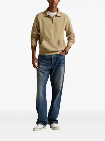 Briaunotas pusiau užtrauktukas zomšinės bokseriai Polo Ralph Lauren balta
