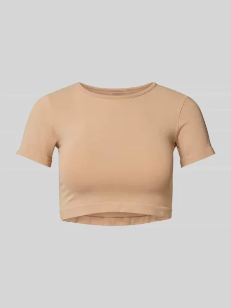 Krótki T-shirt z okrągłym dekoltem Organic Basics beżowa