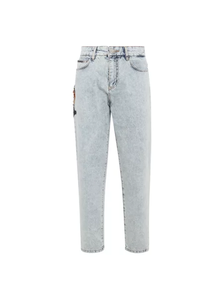 Jeansy Philipp Plein z wzorem paisley niebieskie