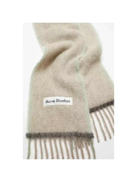 Szal Acne Studios z frędzli wełniana beżowa