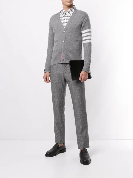 Cardigan Thom Browne din cașmir cu decolteu în V gri
