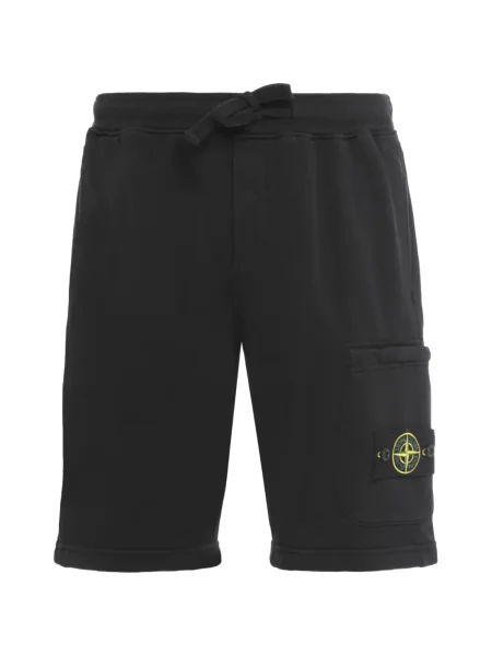 Pantaloni scurți Stone Island din fleece cu strasuri negru