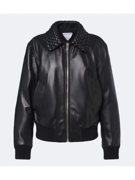 Geanta de piele Bottega Veneta negru