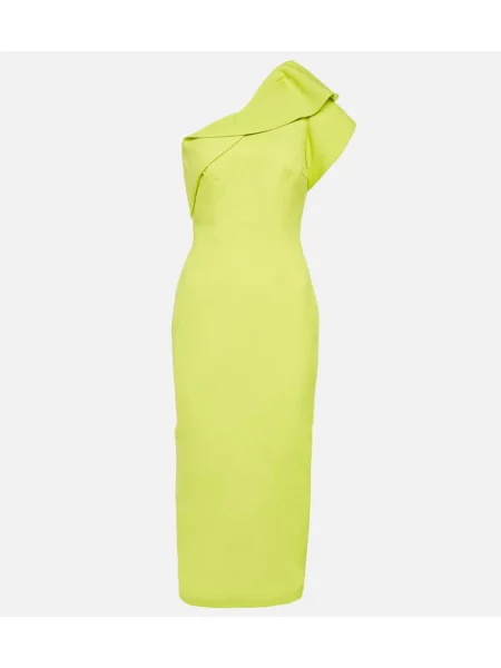 Volnena midi obleka Roland Mouret z enim ramenom rumena