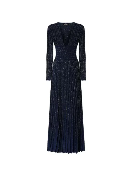 Lung rochie maxi Missoni cu decolteu adânc albastru