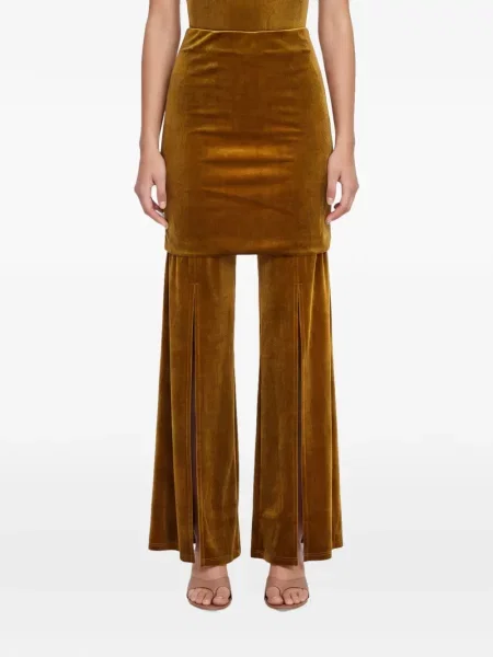 Pantaloni The Andamane de catifea galben
