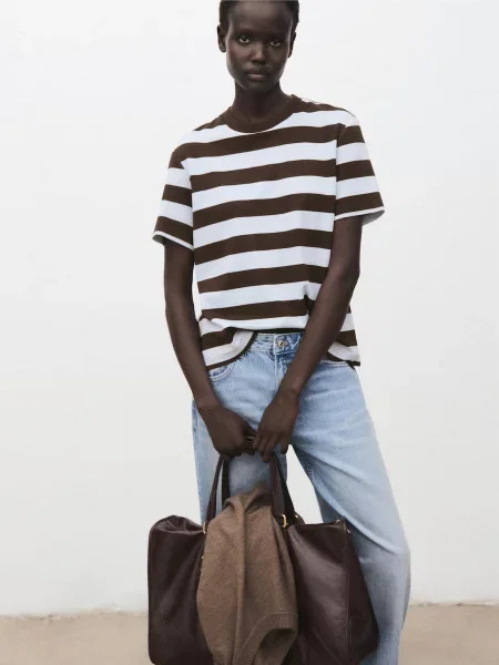 Футболка MANGO віскоза/поліестер коричневий