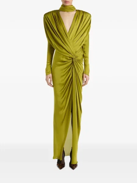 Lung rochie Balmain de mătase verde