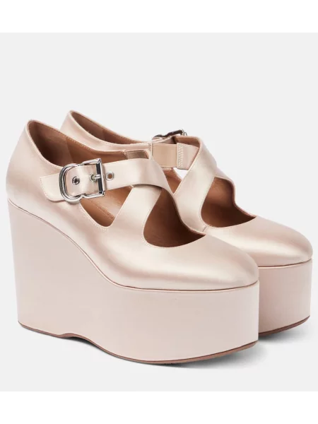 Satenaste balerinke Alaia s platformo roza