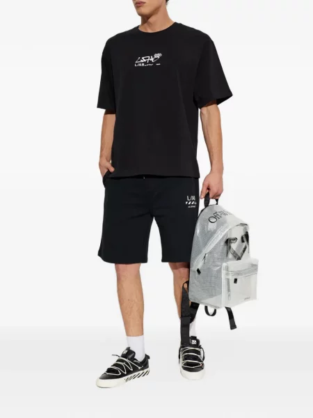 Pantaloni scurți L/ab C/o Off-white cu imagine cu cordon alb