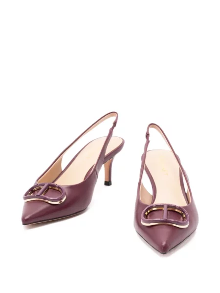 Pantofi cu toc Twinset din piele slingback violet