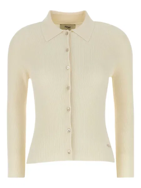 Cămașă Fendi tricotate cu nervuri galben