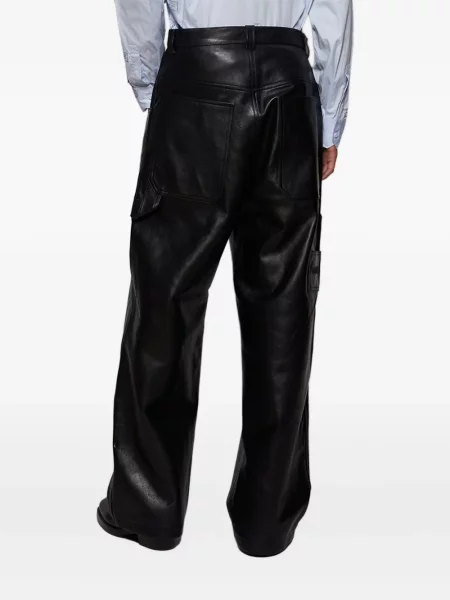 Pantaloni Vetements din piele cu picior lat negru