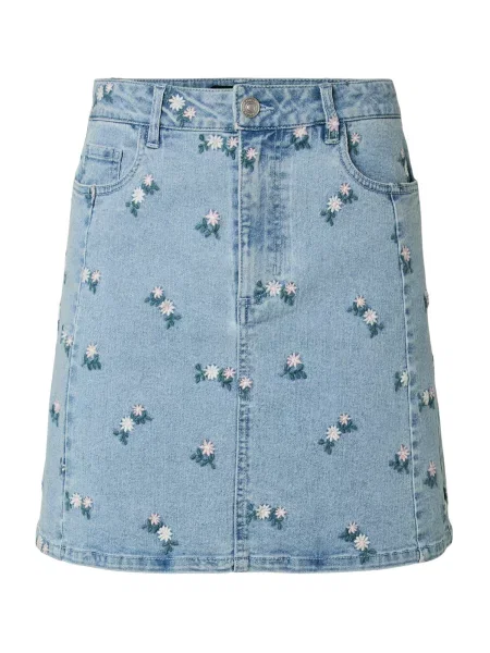 PIECES Fustă PCFlora albastru denim / verde petrol / rosé / murdar alb