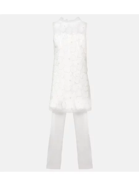 Rochie Self-portrait cu funde din satin alb