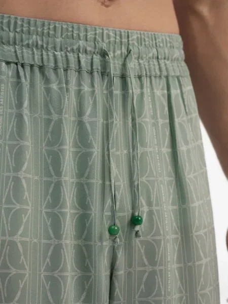 Pantaloni Dda de mătase verde