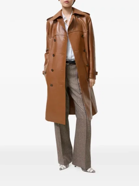 Lung trenci Burberry din piele maro