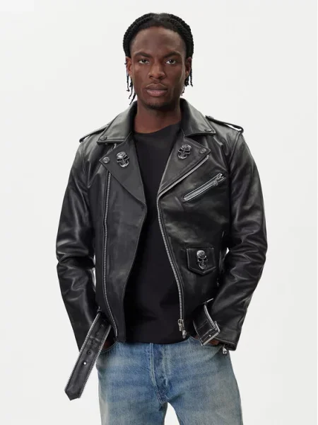 NEW ROCK Usnjena jakna črna