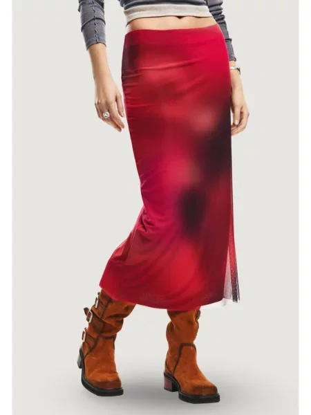 Desigual barevná maxi sukně červené