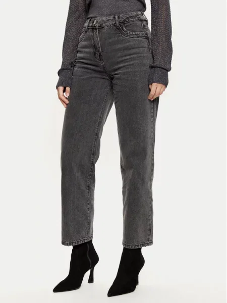 Morgan Jeansy Mom Fit szary